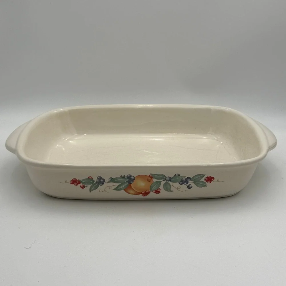 Corelle Coordinates Abundance Stoneware 9x13 Baking Dish Lasagna Pan Fruit Motif